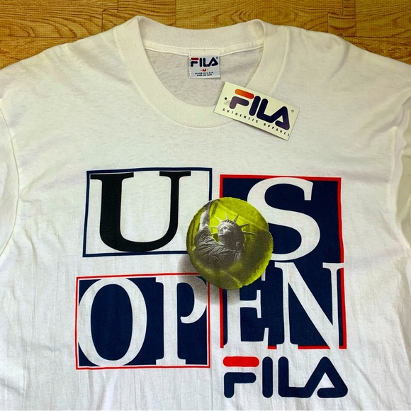 RARE Vintage 1995 Fila US Open Tennis Shirt Medium Long Sleeve 90s USA NOS NWT - Picture 2 of 10